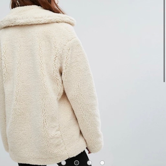Free People Notched Teddy Bear Peacoat Ivory Tan - Picture 5 of 12